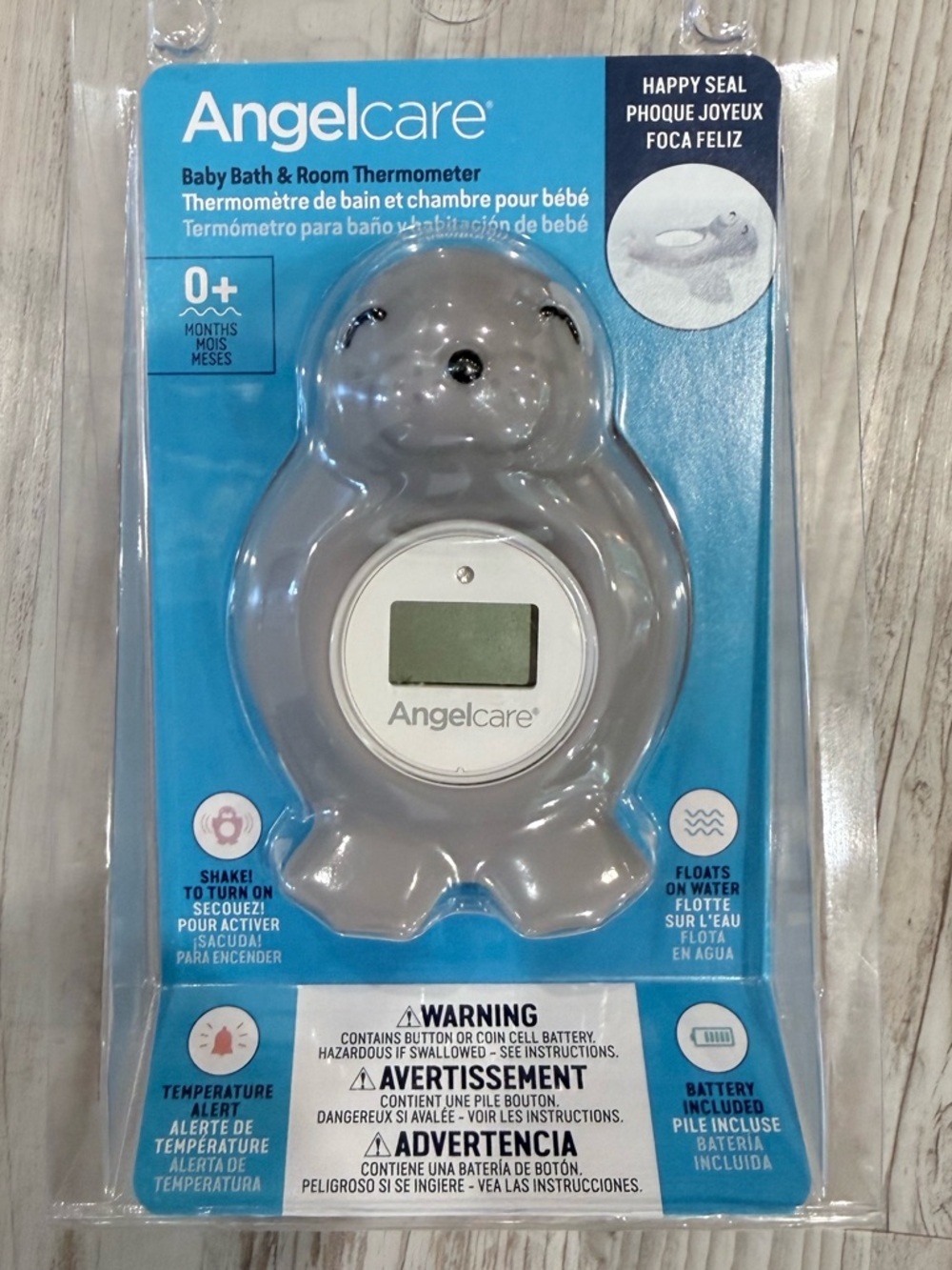 Angelcare Happy Seal Baby Bath & Room Thermometer - Gray